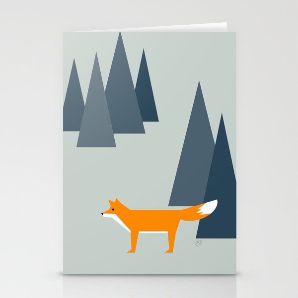 fox, woodland animals, minimal Stationery Cards