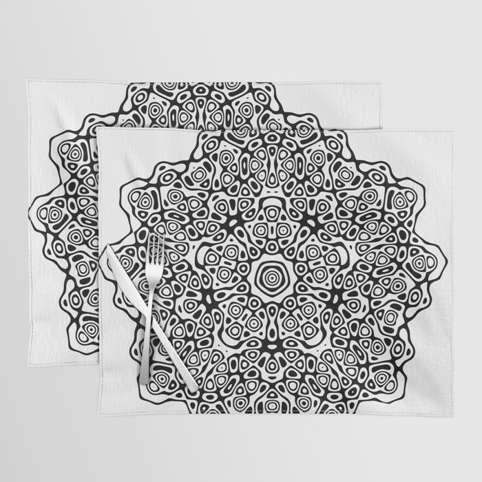 Tribal Abstract Black and White Mandala Placemat