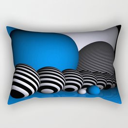 round and blue and white and black Rectangular Pillow