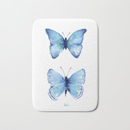 Two Blue Butterflies Watercolor Badematte | Butterflies, Indigo, Painting, Butterflyprint, Butterflywatercolor, Insects, Curated, Abstract, Color, Minimalism 