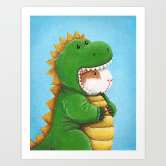 Guinea Pig in a Dinosaur Costume - Peegosaurus Rex Art Print