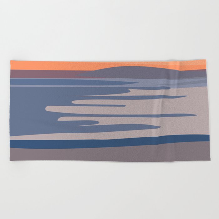 Ocean and Sun - Colorful Minimalistic Sunset Summer Vibes Design  Beach Towel