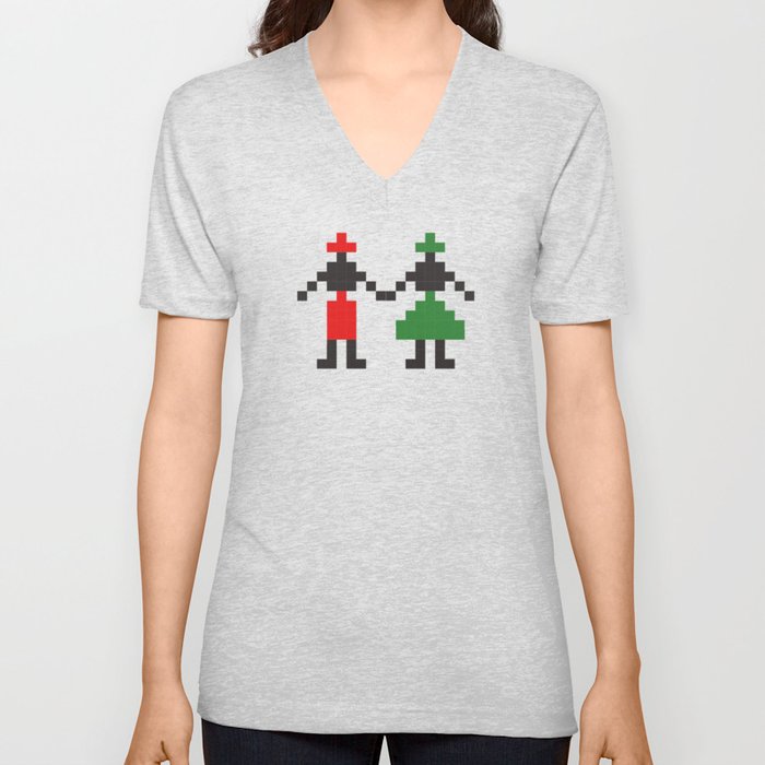 DANCER PIXELS. V Neck T Shirt