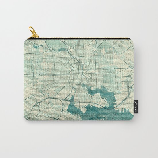 Baltimore Map Blue Vintage Carry-All Pouch