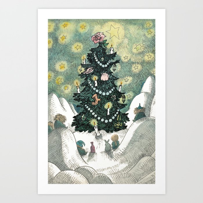 Gathered around the Christmas Tree Art Print