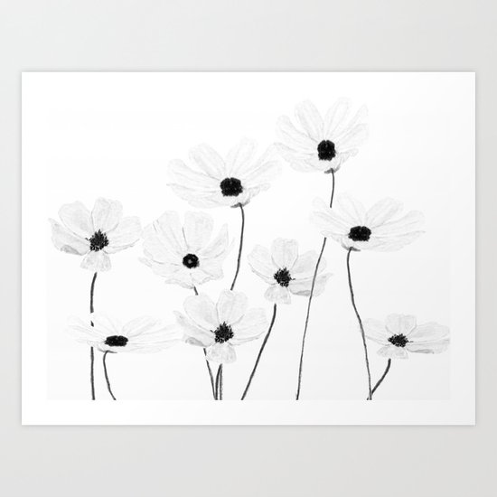 black and white cosmos Art Print