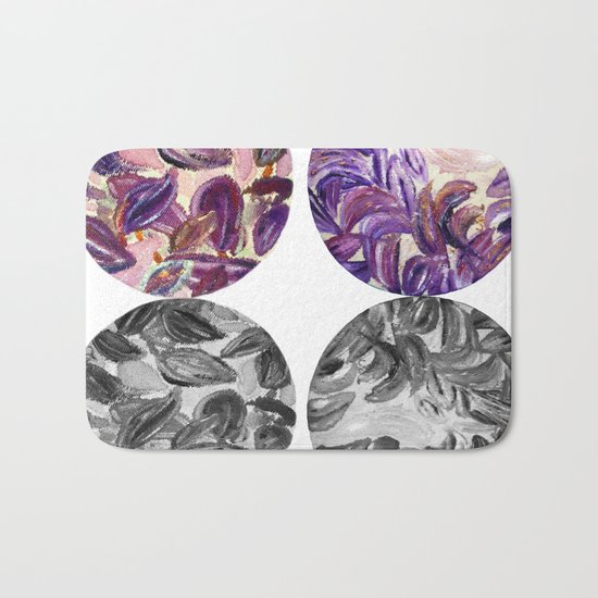 DRIP DRIP DRIP Purple Leaves Shadow Black and White Bath Mat