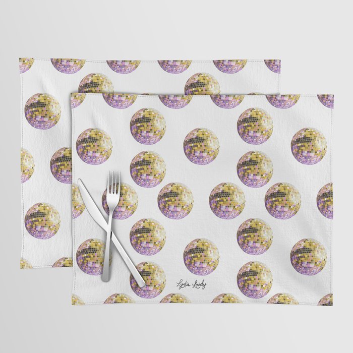 Let's dance disco ball- white/transparent background Placemat