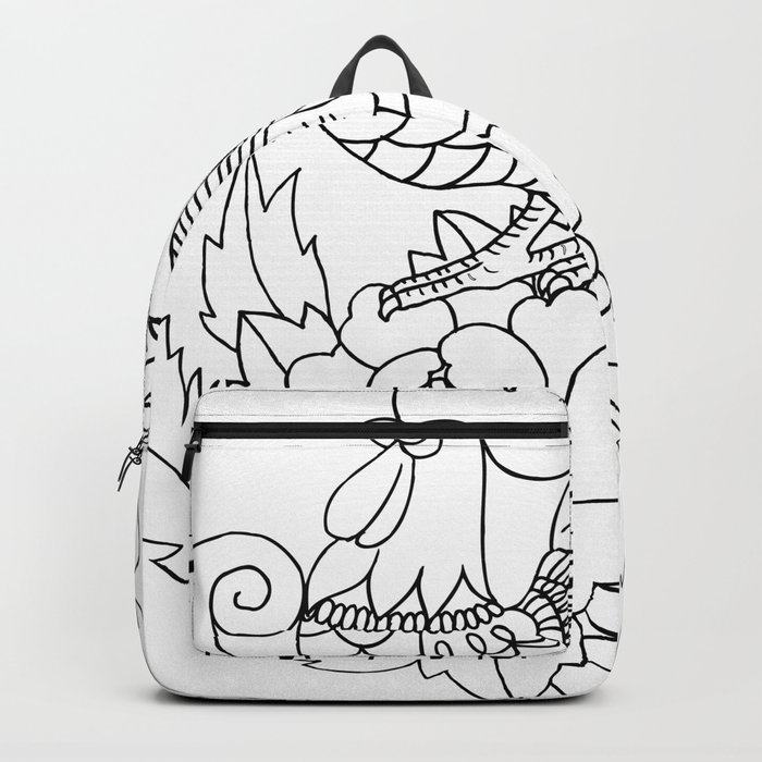 Chinese Ink Brush Painting Floral Chinoiserie Art Backpack By