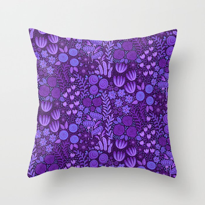 Wildflower Field- Purple Throw Pillow