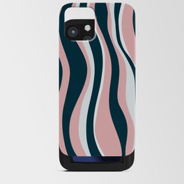 Retro Stripes in Navy Blue and Blush Pink iPhone Card Case