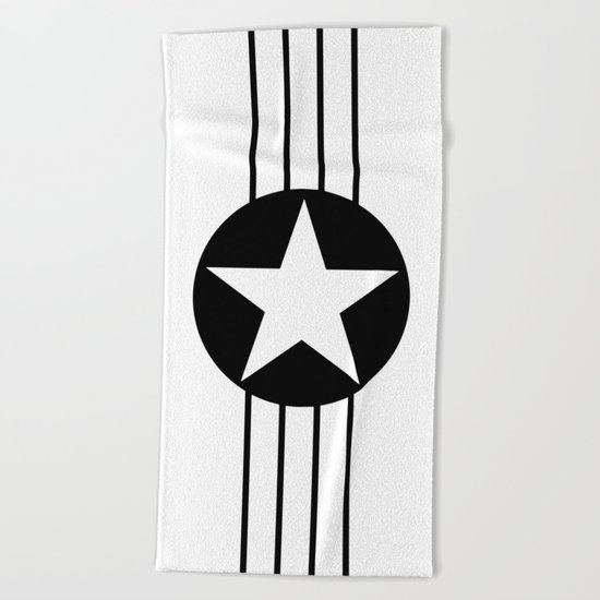 Black and white star Beach Towel