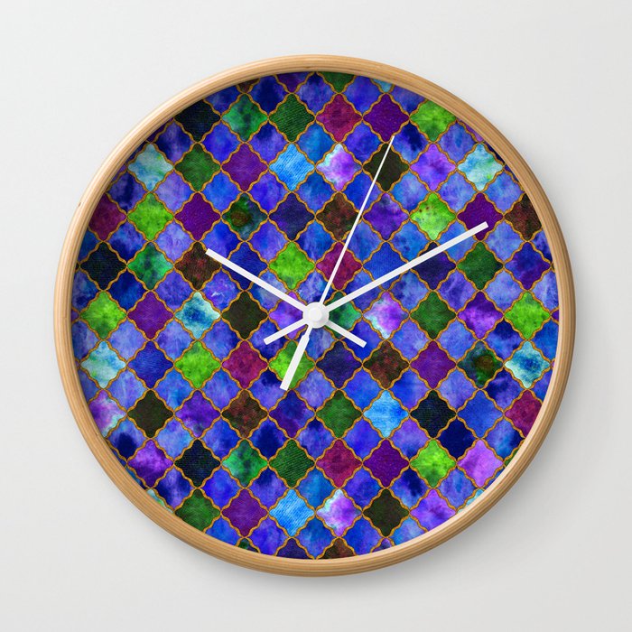 Peacock Arabesque Digital Quilt Wall Clock