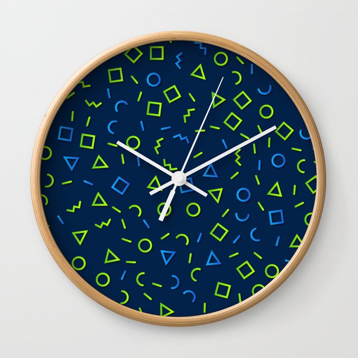 Blue & Green Color Geometric Pattern Wall Clock