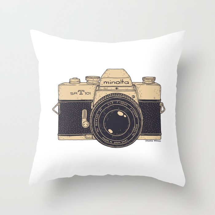 Minolta Vintage Camera Throw Pillow