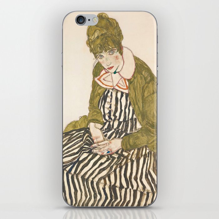 Egon Schiele "Edith with Striped Dress, Sitting" iPhone Skin