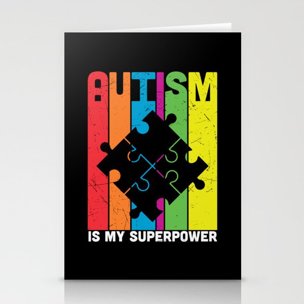 Autism Is My Superpower Colorful Puzzle Stationery Cards