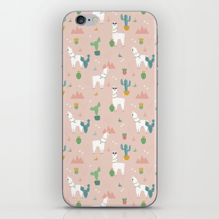 Summer Llamas on Pink iPhone Skin