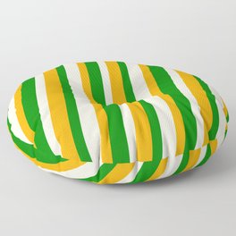 [ Thumbnail: Beige, Orange & Green Colored Lined/Striped Pattern Floor Pillow ]