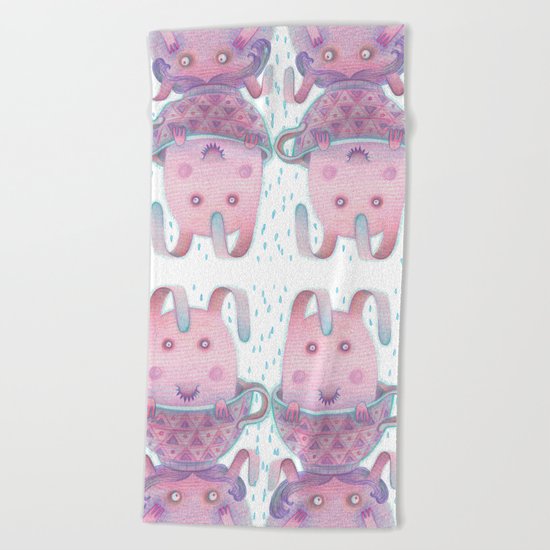 Head in a cup Beach Towel
