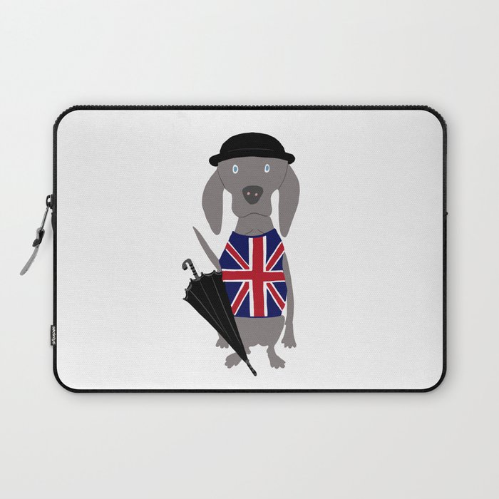 Brit Weim British Grey Ghost Weimaraner Dog Hand-painted Pet Drawing Laptop Sleeve