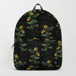 Vintage Scorpion Vetch Plant Botanical Pattern on Black (X14X 001) Backpack | Botanicals, Pattern, Drawing, Flowers, Florals, Floral, Leaf, Plants, Leaves, Fruits 