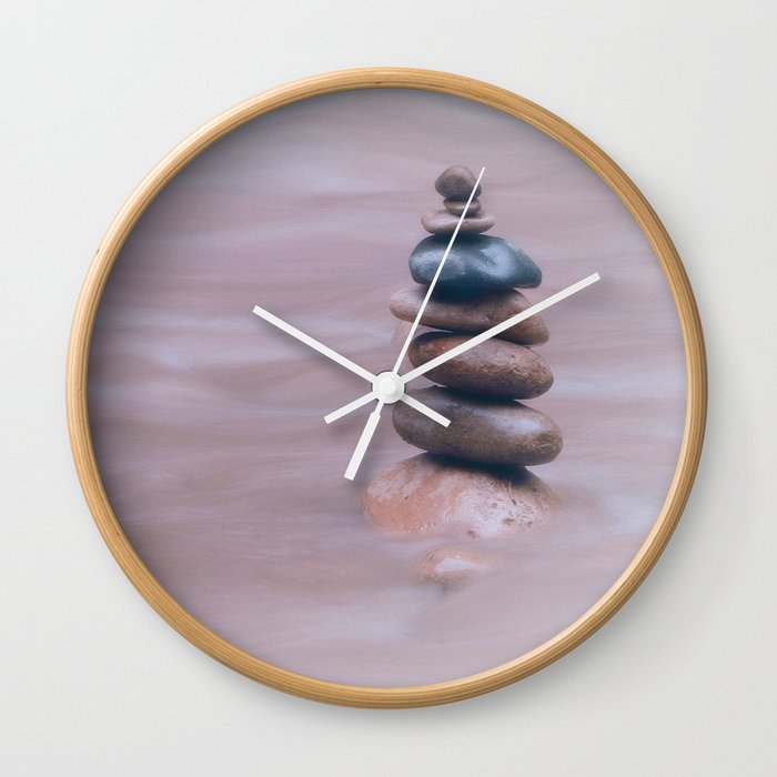 Cairn • River • Peace Wall Clock