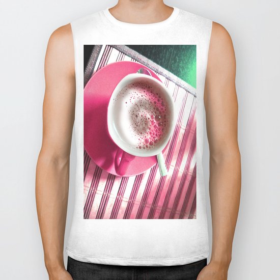 Coffee in Pink Biker Tank