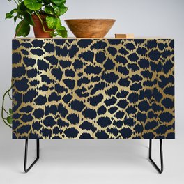 Exotic Cheetah Prints in Navy and Gold Credenza