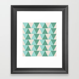 Antique white, light blue, cadet blue triangles Framed Art Print