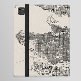 Vancouver, Canada - Black and White City Map - Aesthetic iPad Folio Case