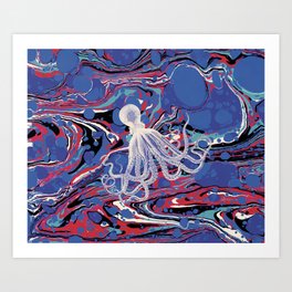 Ocean Blue Octopus Art Print