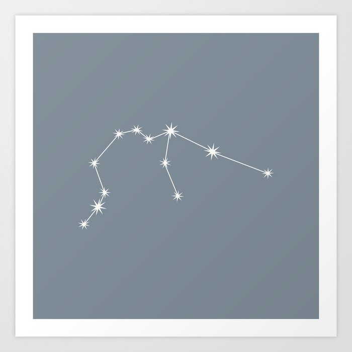AQUARIUS Neutral Teal – Zodiac Astrology Star Constellation Art Print