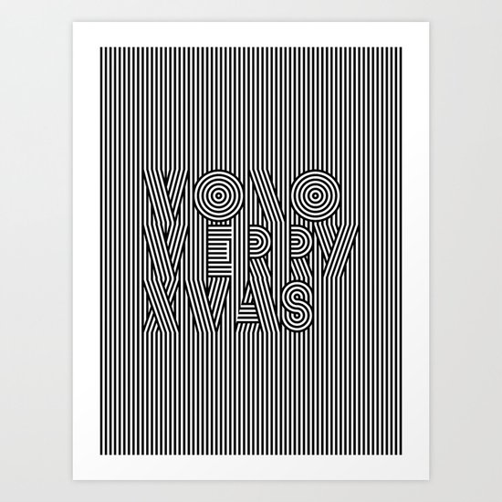 Mono Merry Xmas Art Print