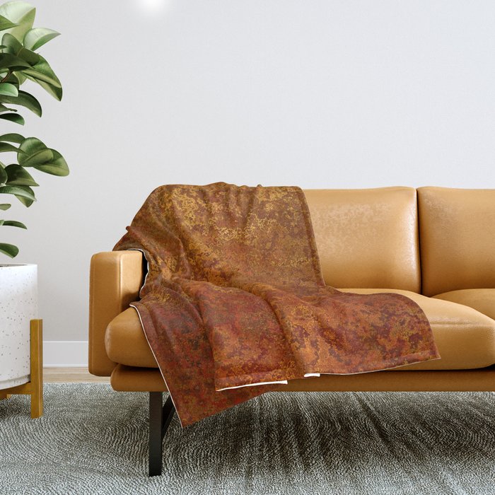 Vintage Copper Rust, Minimalist Art Throw Blanket