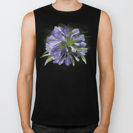Blue purple flowers Biker Tank