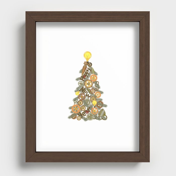 Steampunk Christmas Tree Recessed Framed Print