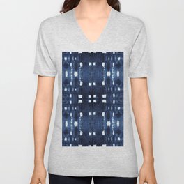 Shibori City Blue V Neck T Shirt