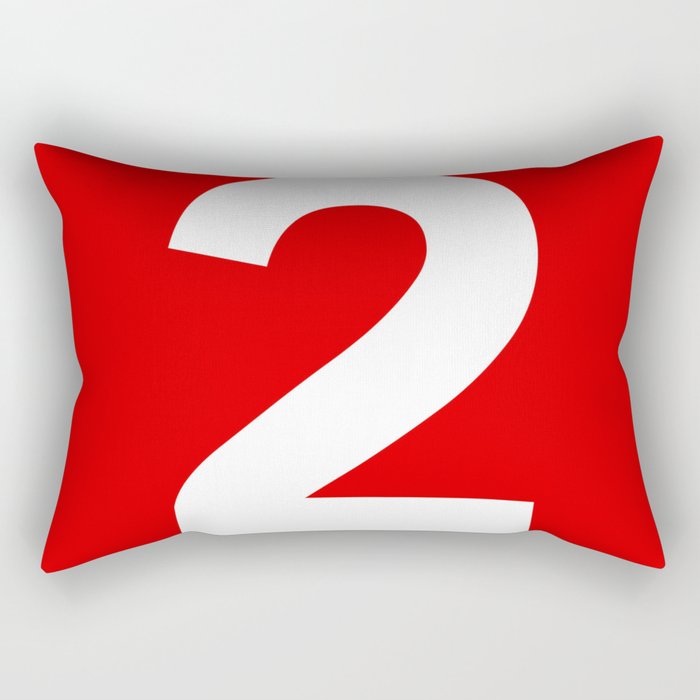 Number 2 (White & Red) Rectangular Pillow