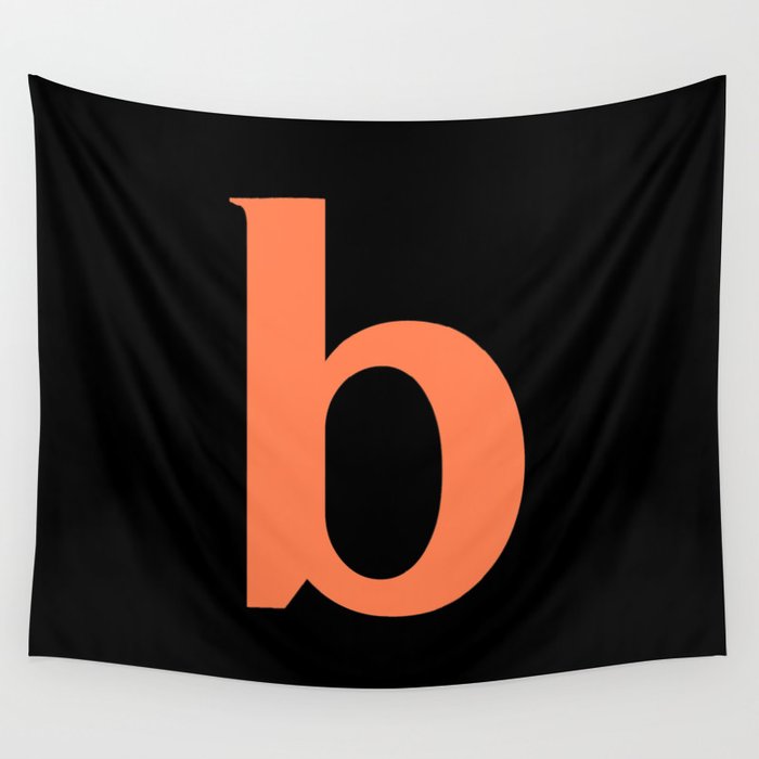 b (CORAL & BLACK LETTERS) Wall Tapestry