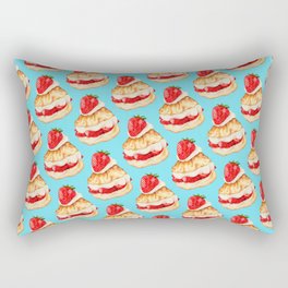 Strawberry Short Cake Pattern - Blue Rectangular Pillow