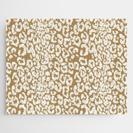 Antique White Leopard Print on Gold Brown Jigsaw Puzzle