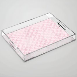 Pink Four Leaf cement circle tile. Geometric circle decor pattern. Digital Illustration background Acrylic Tray