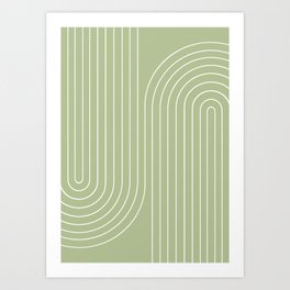 Minimal Line Curvature XXII Pastel Green Mid Century Modern Arch Abstract Art Print