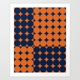 Abstraction Shapes 30 in vintage Orange and Navy Blue Art Print