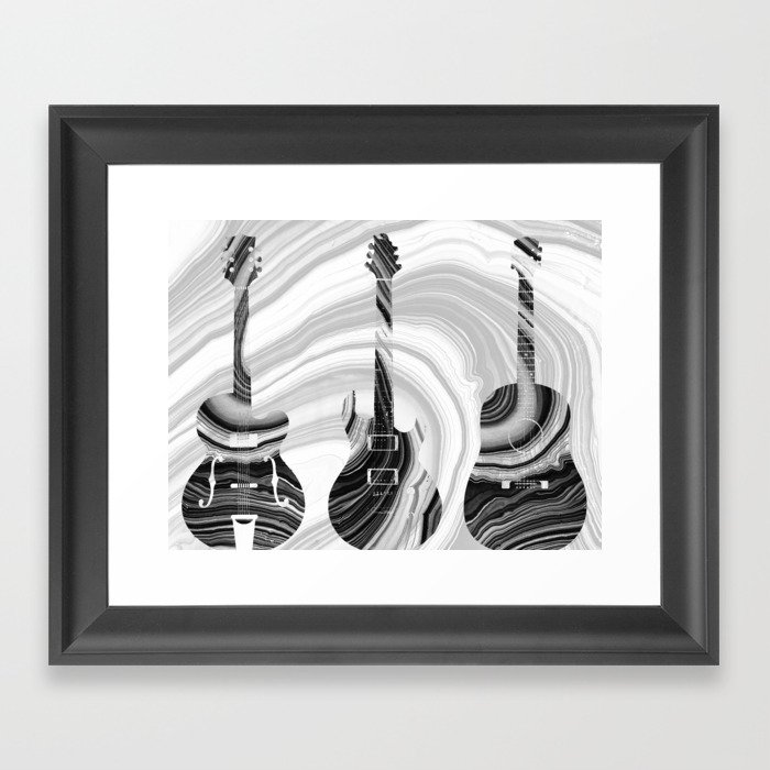 Marbled Music Art - Three Guitars - Sharon Cummings Framed Art Print