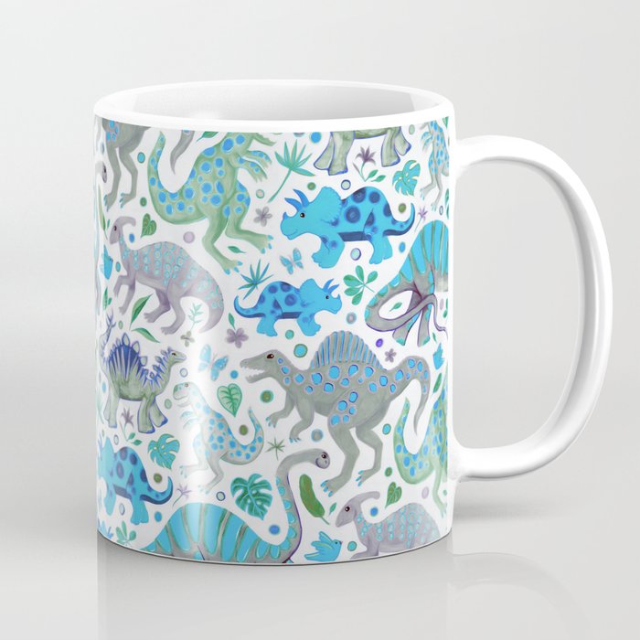 Happy Dinos - blue green Coffee Mug