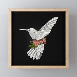 Hummingbird and Dahlias Framed Mini Art Print
