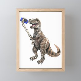 "Selfiesaurus" - T-Rex Dinosaur Selfie Framed Mini Art Print