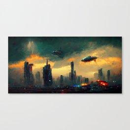 Flying to the Infinite City Canvas Print